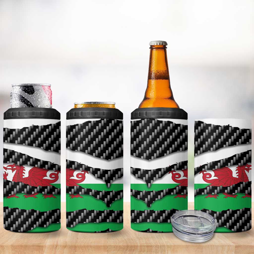 Wales Beast 4 in 1 Can Cooler Tumbler Ripped Flag Graphic - Wonder Print Shop