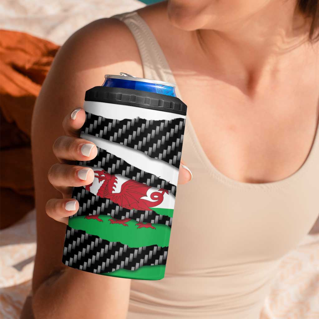 Wales Beast 4 in 1 Can Cooler Tumbler Ripped Flag Graphic - Wonder Print Shop
