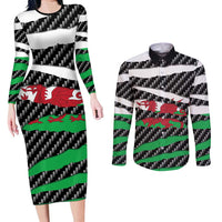 Wales Beast Couples Matching Long Sleeve Bodycon Dress and Long Sleeve Button Shirt Ripped Flag Graphic - Wonder Print Shop