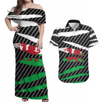 Wales Beast Couples Matching Off Shoulder Maxi Dress and Hawaiian Shirt Ripped Flag Graphic - Wonder Print Shop
