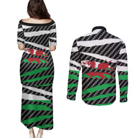 Wales Beast Couples Matching Puletasi and Long Sleeve Button Shirt Ripped Flag Graphic - Wonder Print Shop