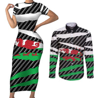 Wales Beast Couples Matching Short Sleeve Bodycon Dress and Long Sleeve Button Shirt Ripped Flag Graphic - Wonder Print Shop