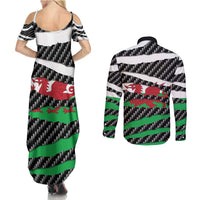 Wales Beast Couples Matching Summer Maxi Dress and Long Sleeve Button Shirt Ripped Flag Graphic - Wonder Print Shop