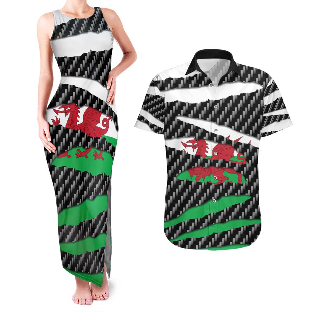 Wales Beast Couples Matching Tank Maxi Dress and Hawaiian Shirt Ripped Flag Graphic - Wonder Print Shop