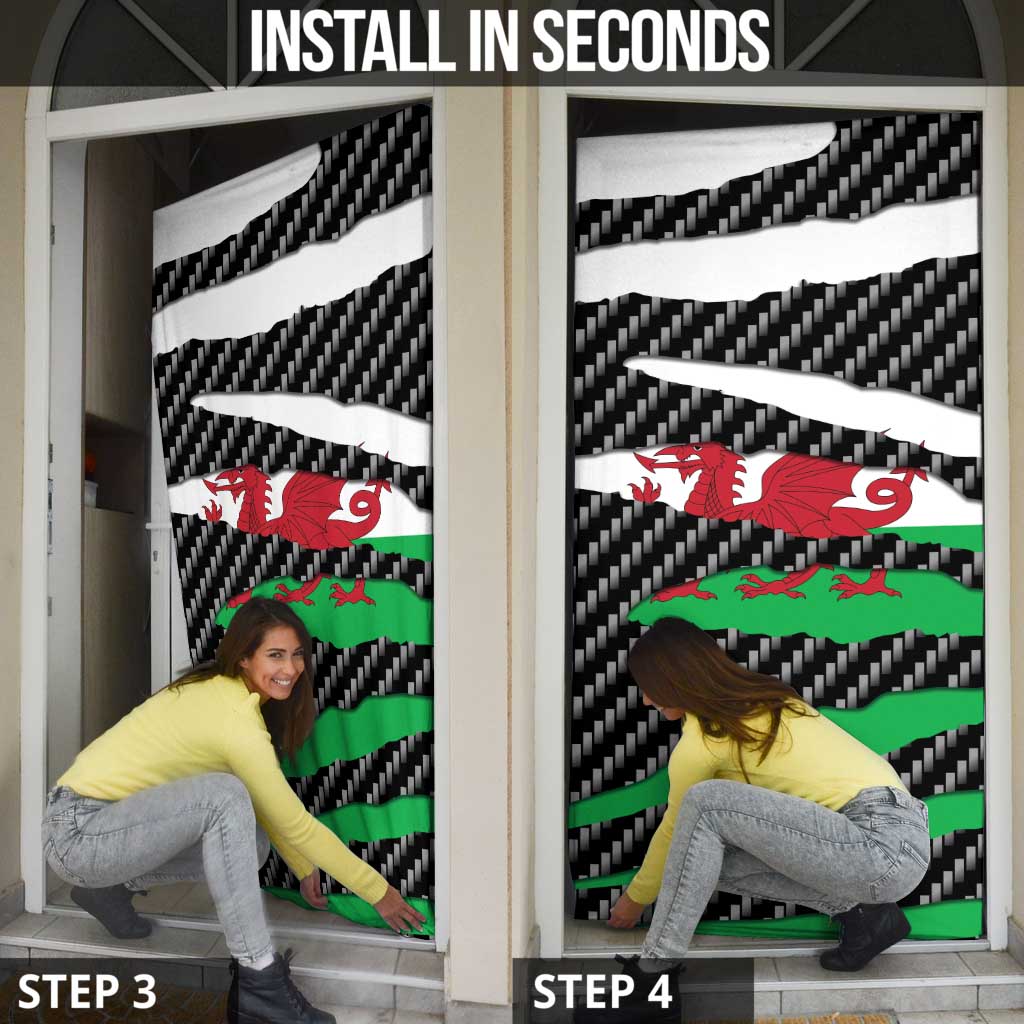 Wales Beast Door Cover Ripped Flag Graphic - Wonder Print Shop