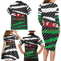 Wales Beast Family Matching Long Sleeve Bodycon Dress and Hawaiian Shirt Ripped Flag Graphic - Wonder Print Shop