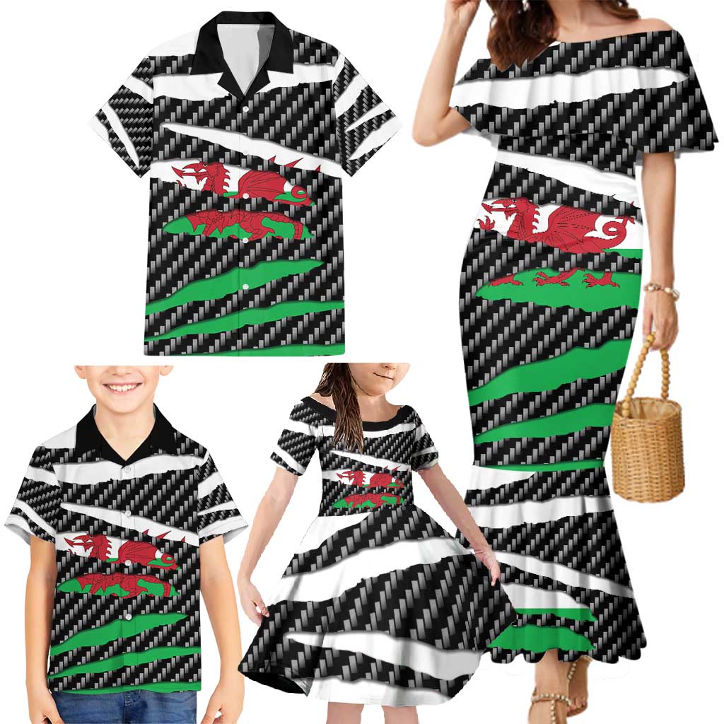 Wales Beast Family Matching Mermaid Dress and Hawaiian Shirt Ripped Flag Graphic - Wonder Print Shop