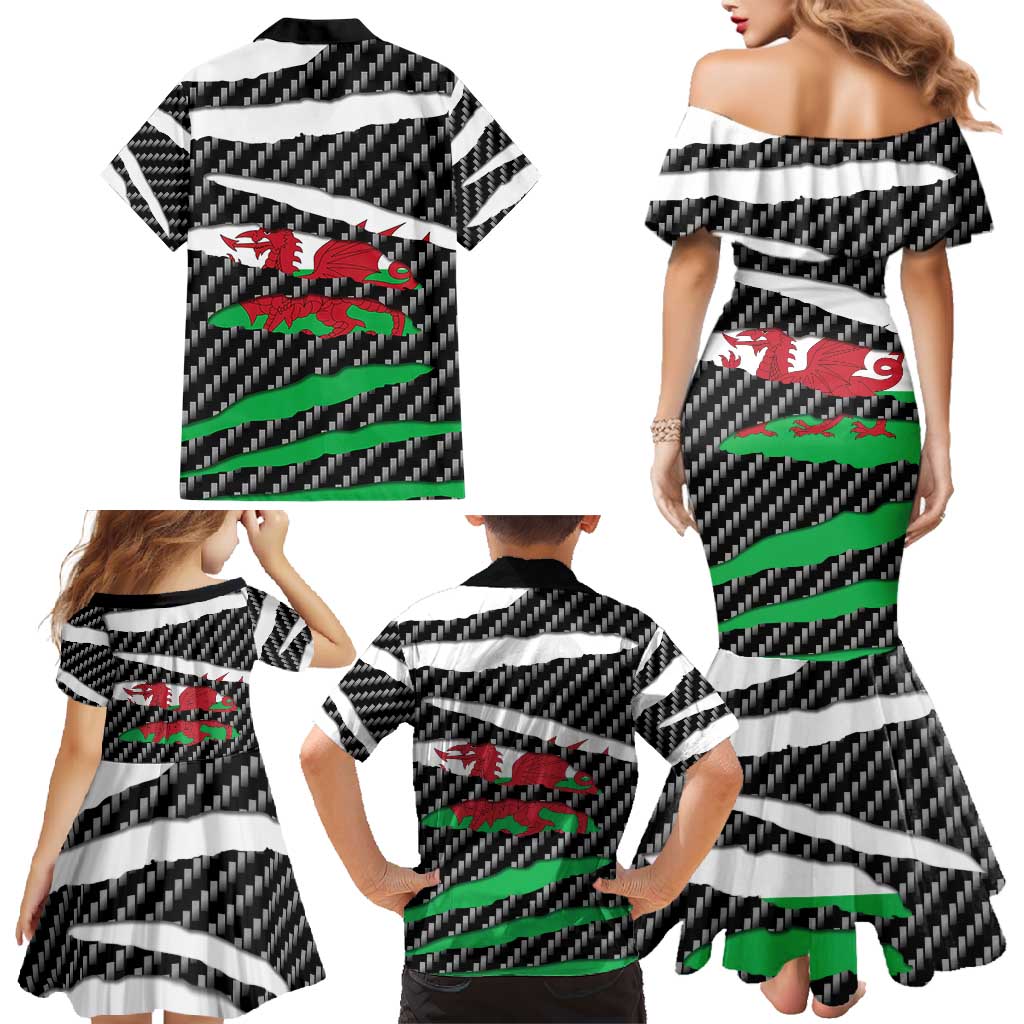 Wales Beast Family Matching Mermaid Dress and Hawaiian Shirt Ripped Flag Graphic - Wonder Print Shop