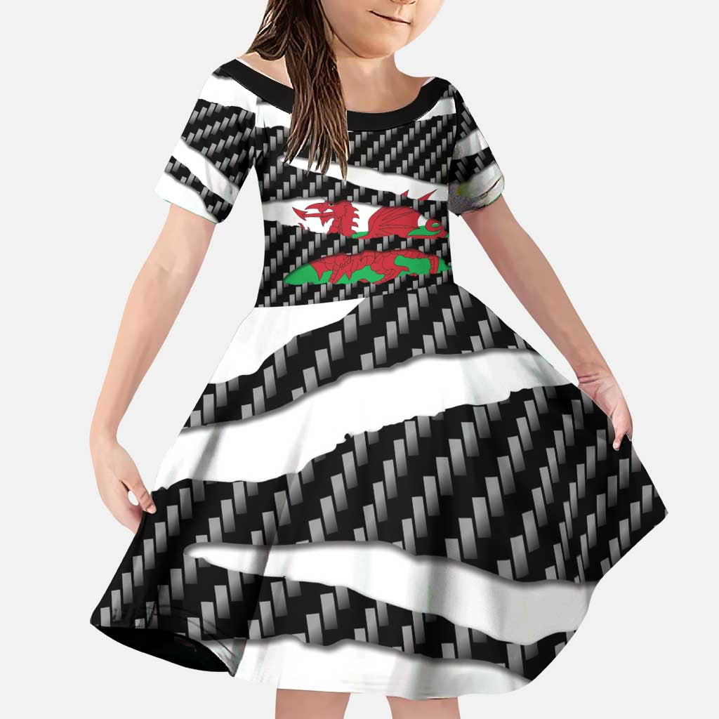 Wales Beast Family Matching Off Shoulder Maxi Dress and Hawaiian Shirt Ripped Flag Graphic - Wonder Print Shop