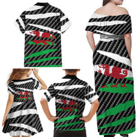 Wales Beast Family Matching Off Shoulder Maxi Dress and Hawaiian Shirt Ripped Flag Graphic - Wonder Print Shop