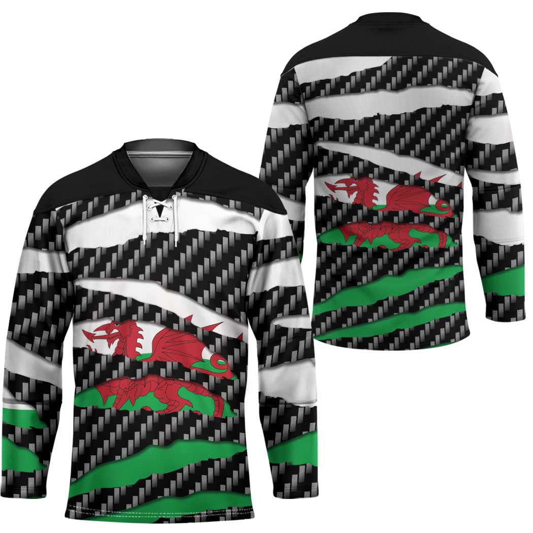 Wales Beast Hockey Jersey Ripped Flag Graphic - Wonder Print Shop
