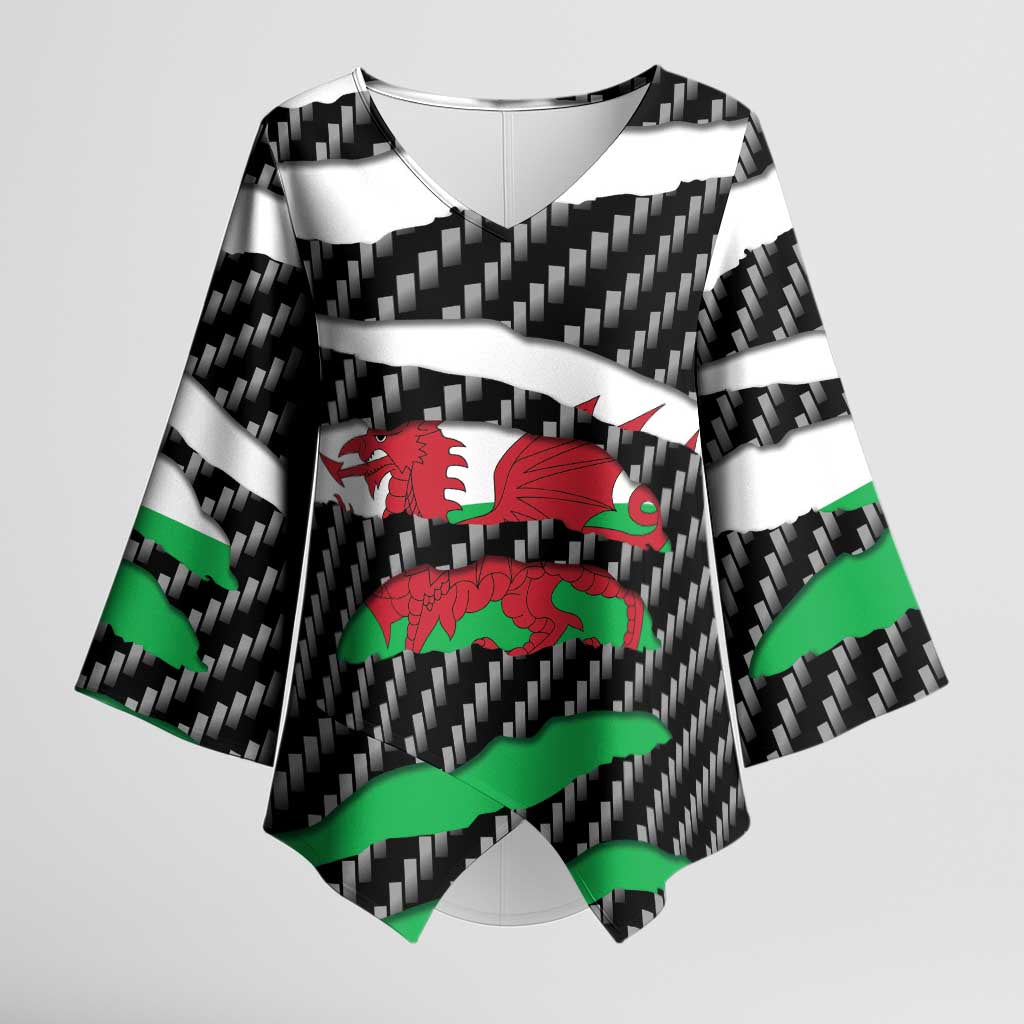Wales Beast Kimono Sleeve Blouse Ripped Flag Graphic - Wonder Print Shop