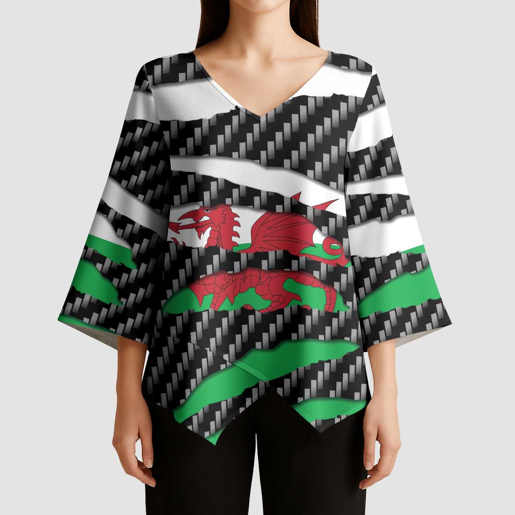 Wales Beast Kimono Sleeve Blouse Ripped Flag Graphic - Wonder Print Shop