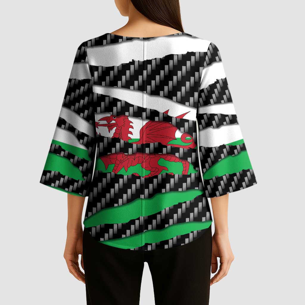Wales Beast Kimono Sleeve Blouse Ripped Flag Graphic - Wonder Print Shop