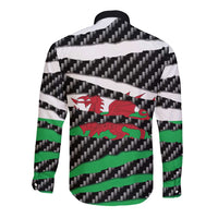 Wales Beast Long Sleeve Button Shirt Ripped Flag Graphic - Wonder Print Shop