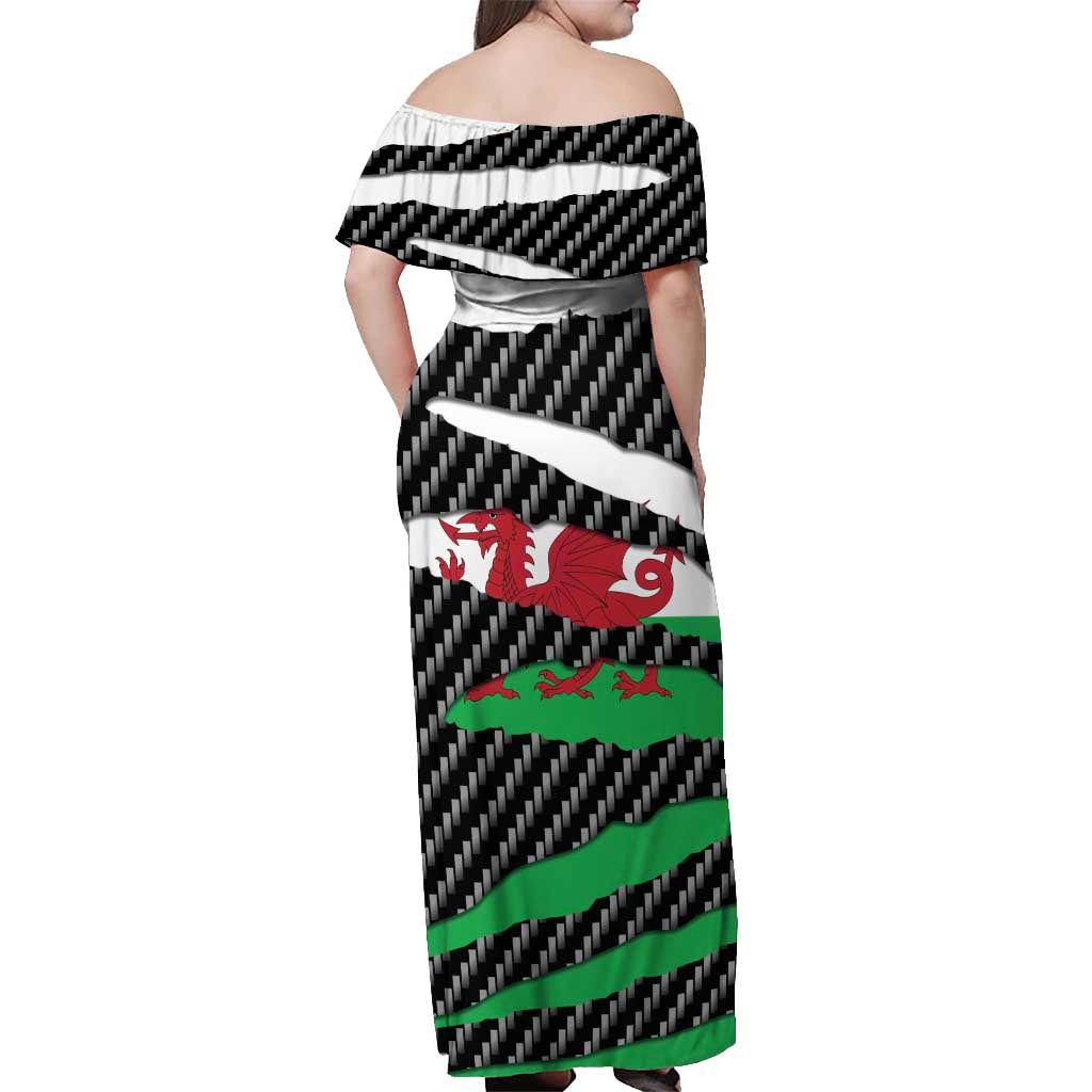 Wales Beast Off Shoulder Maxi Dress Ripped Flag Graphic - Wonder Print Shop