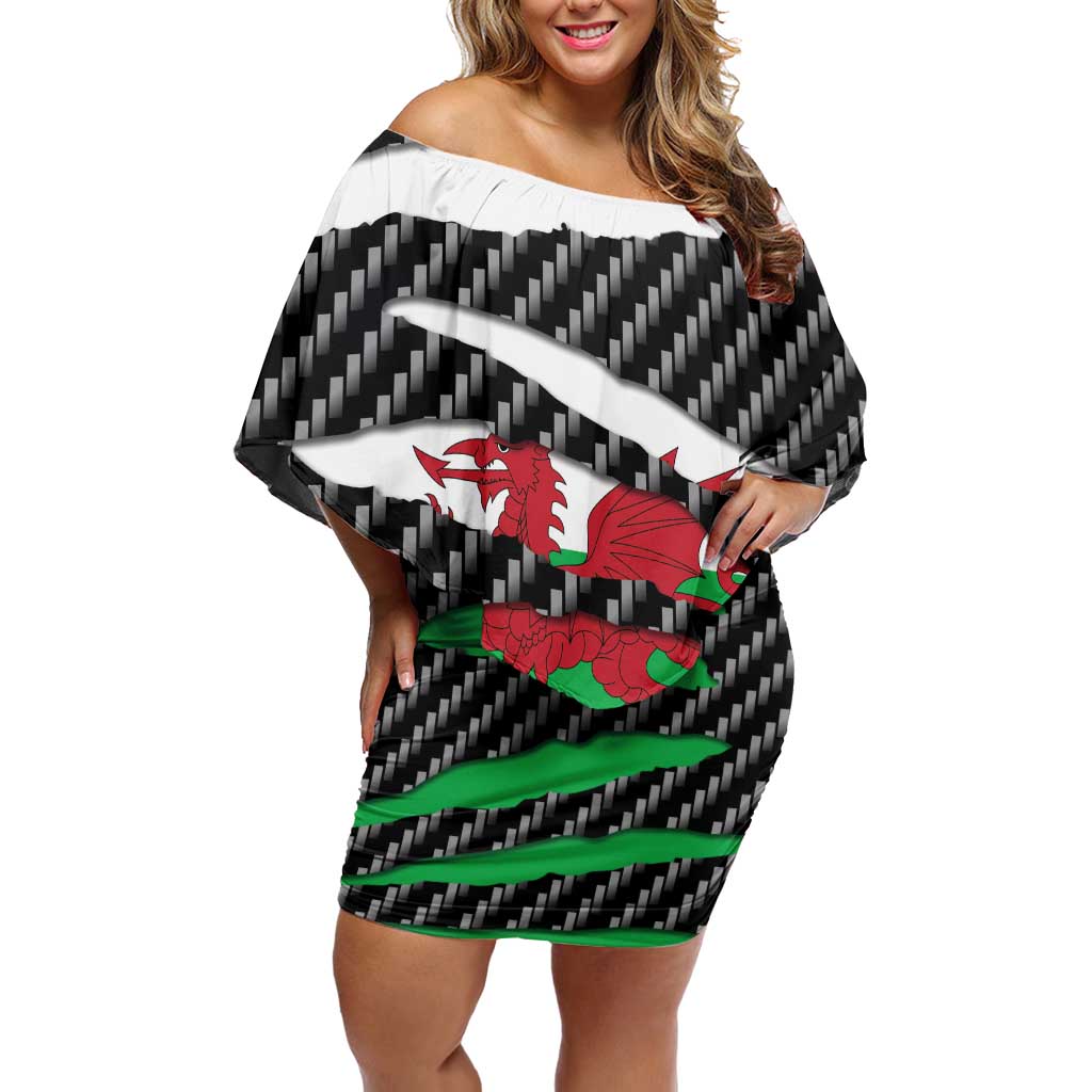 Wales Beast Off Shoulder Short Dress Ripped Flag Graphic - Wonder Print Shop