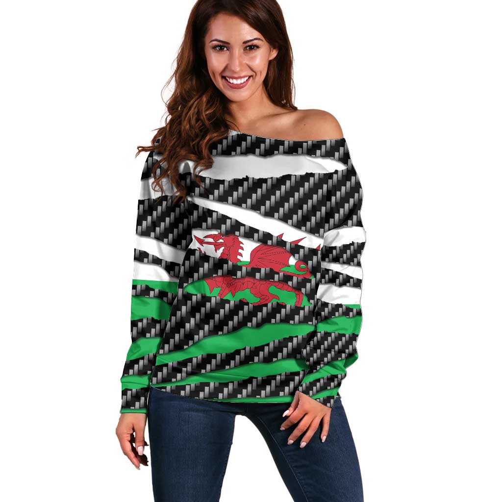 Wales Beast Off Shoulder Sweater Ripped Flag Graphic - Wonder Print Shop
