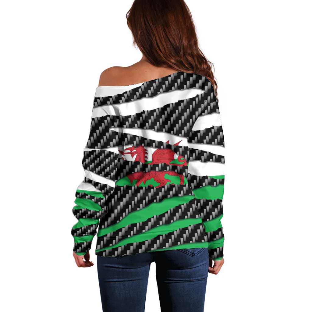 Wales Beast Off Shoulder Sweater Ripped Flag Graphic - Wonder Print Shop