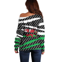 Wales Beast Off Shoulder Sweater Ripped Flag Graphic - Wonder Print Shop