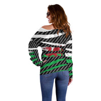 Wales Beast Off Shoulder Sweater Ripped Flag Graphic - Wonder Print Shop