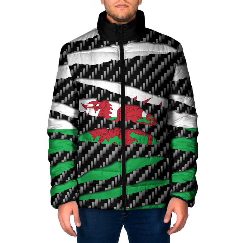 Wales Beast Padded Jacket Ripped Flag Graphic - Wonder Print Shop