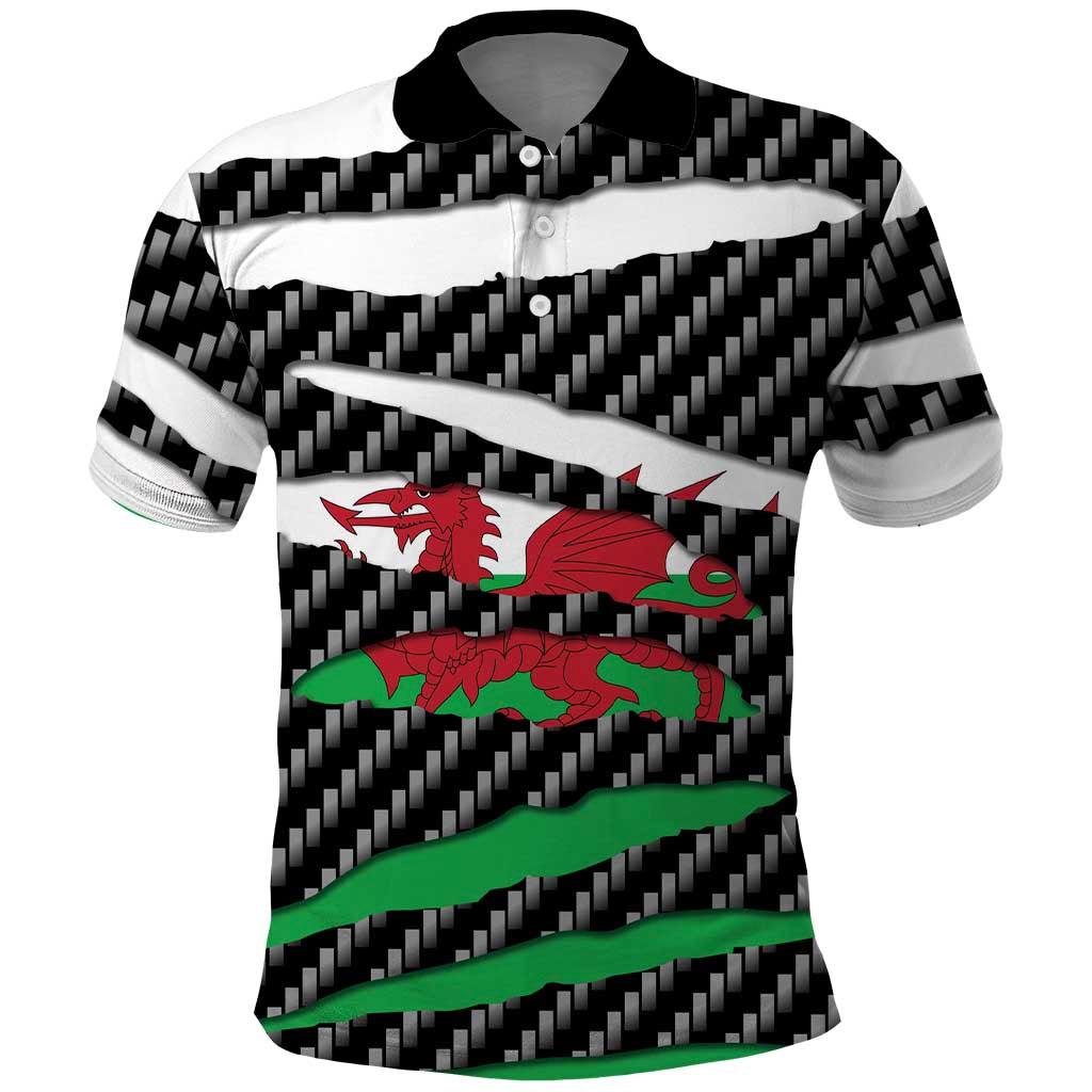 Wales Beast Polo Shirt Ripped Flag Graphic - Wonder Print Shop