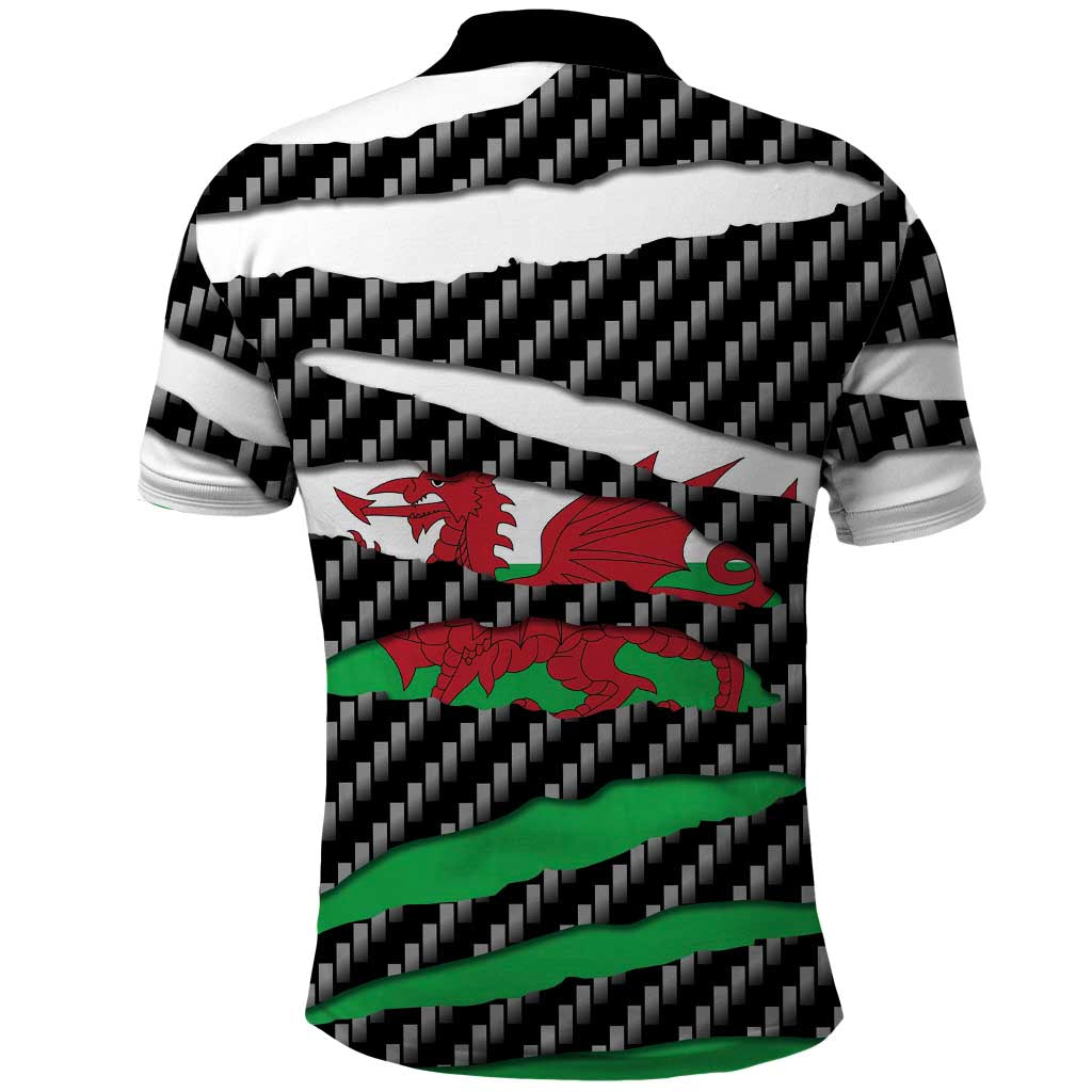 Wales Beast Polo Shirt Ripped Flag Graphic - Wonder Print Shop