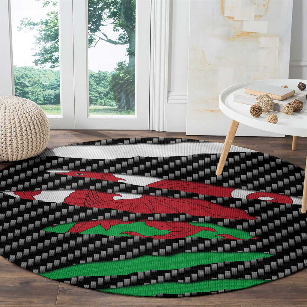 Wales Beast Round Carpet Ripped Flag Graphic - Wonder Print Shop
