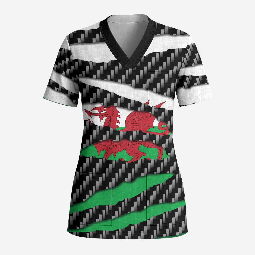 Wales Beast Scrub Top Ripped Flag Graphic - Wonder Print Shop