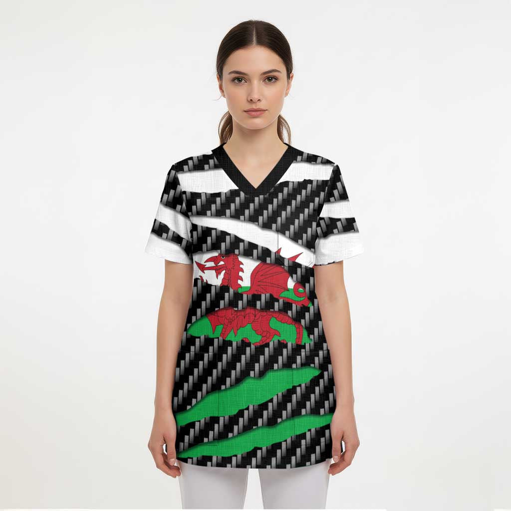 Wales Beast Scrub Top Ripped Flag Graphic - Wonder Print Shop