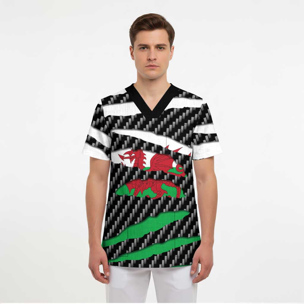 Wales Beast Scrub Top Ripped Flag Graphic - Wonder Print Shop