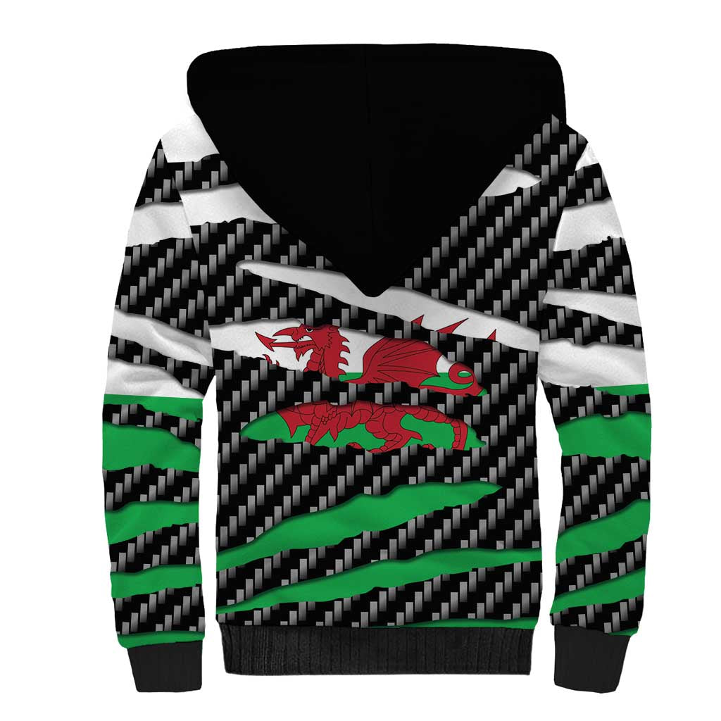 Wales Beast Sherpa Hoodie Ripped Flag Graphic - Wonder Print Shop