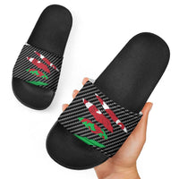 Wales Beast Slide Sandals Ripped Flag Graphic - Wonder Print Shop