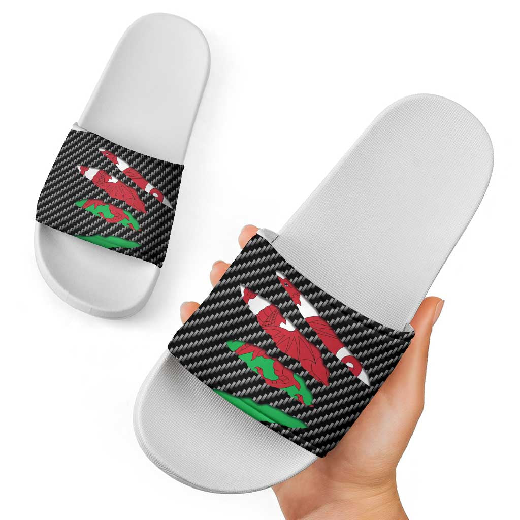 Wales Beast Slide Sandals Ripped Flag Graphic - Wonder Print Shop