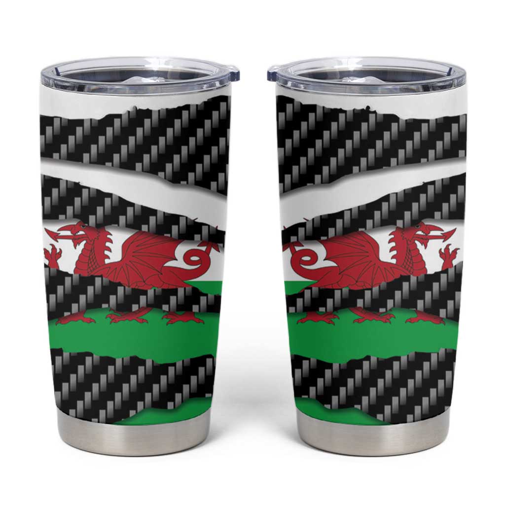 Wales Beast Tumbler Cup Ripped Flag Graphic - Wonder Print Shop