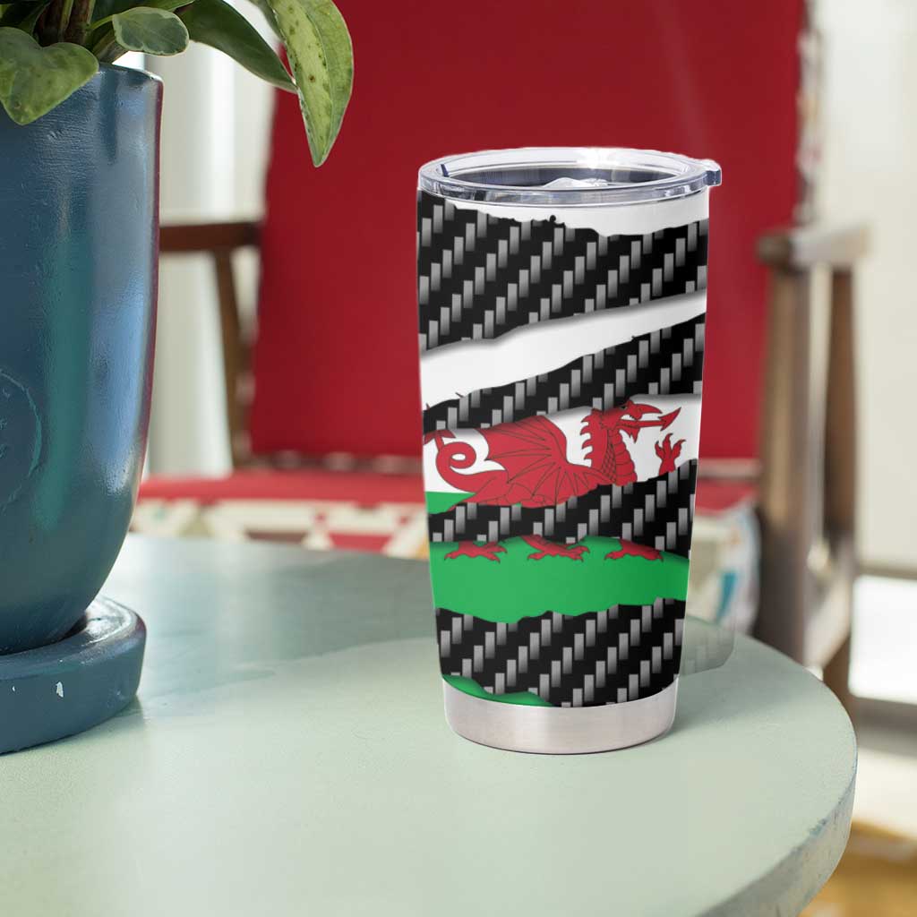 Wales Beast Tumbler Cup Ripped Flag Graphic - Wonder Print Shop