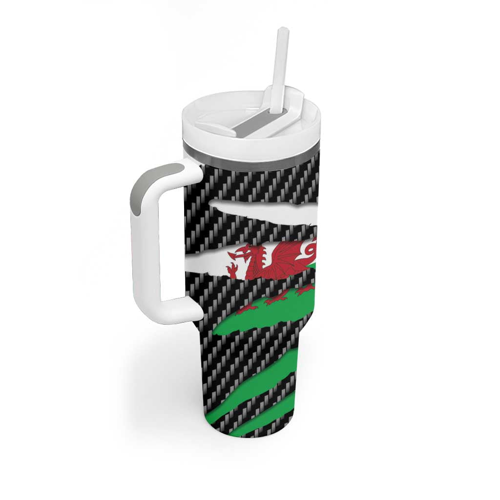 Wales Beast Tumbler With Handle Ripped Flag Graphic - Wonder Print Shop