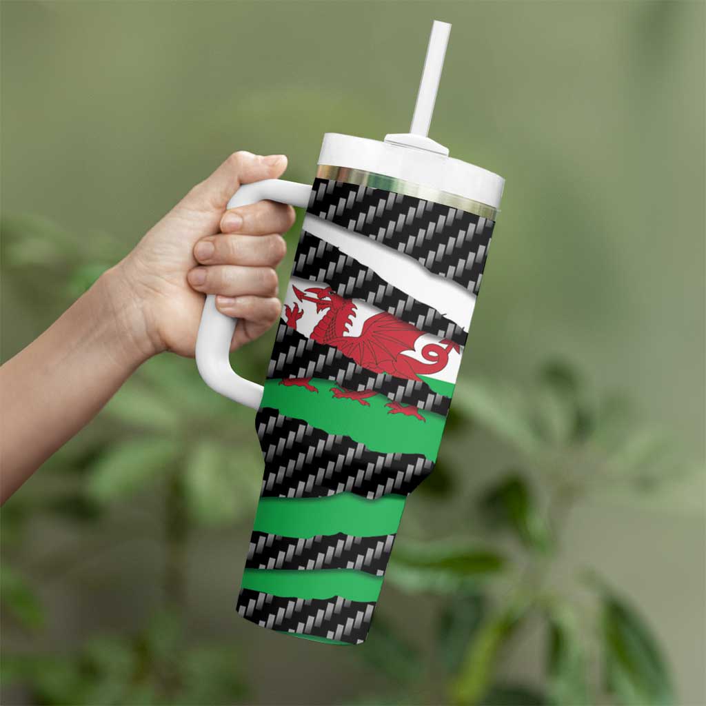 Wales Beast Tumbler With Handle Ripped Flag Graphic - Wonder Print Shop