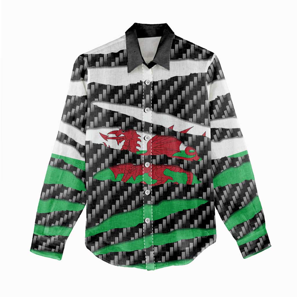 Wales Beast Women Casual Shirt Ripped Flag Graphic - Wonder Print Shop