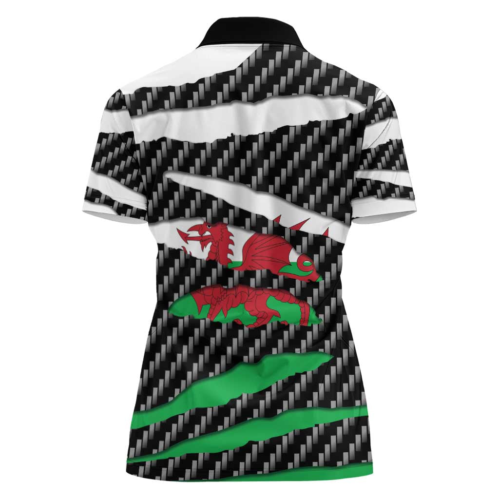 Wales Beast Women Polo Shirt Ripped Flag Graphic - Wonder Print Shop