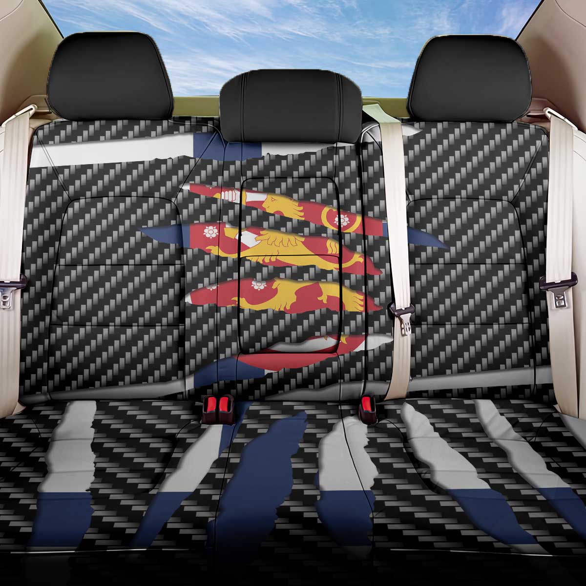 Finland Beast Back Car Seat Cover Ripped Flag Graphic - Wonder Print Shop