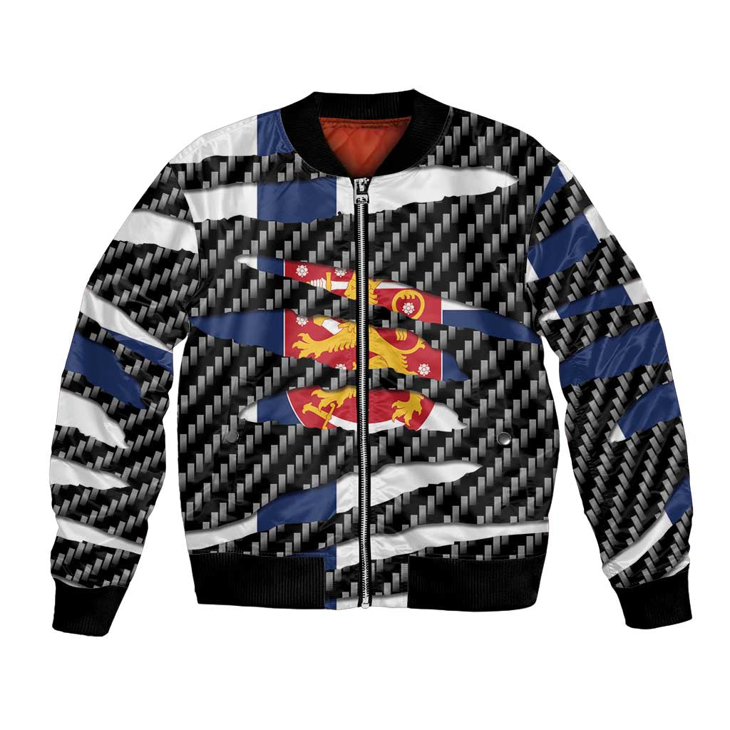 Finland Beast Bomber Jacket Ripped Flag Graphic - Wonder Print Shop