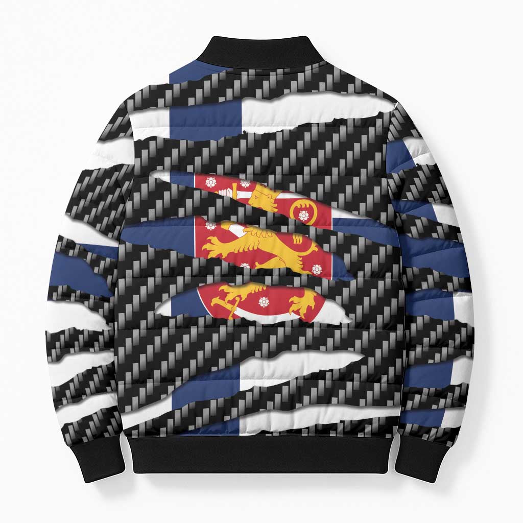 Finland Beast Bomber Puffer Jacket Ripped Flag Graphic - Wonder Print Shop