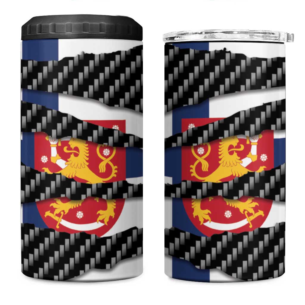 Finland Beast 4 in 1 Can Cooler Tumbler Ripped Flag Graphic - Wonder Print Shop