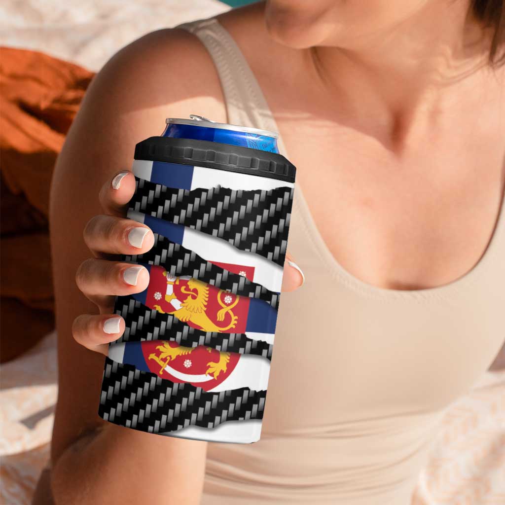 Finland Beast 4 in 1 Can Cooler Tumbler Ripped Flag Graphic - Wonder Print Shop