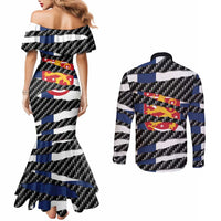 Finland Beast Couples Matching Mermaid Dress and Long Sleeve Button Shirt Ripped Flag Graphic - Wonder Print Shop