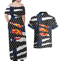 Finland Beast Couples Matching Off Shoulder Maxi Dress and Hawaiian Shirt Ripped Flag Graphic - Wonder Print Shop