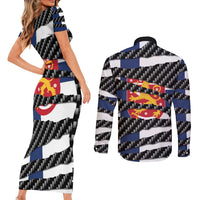 Finland Beast Couples Matching Short Sleeve Bodycon Dress and Long Sleeve Button Shirt Ripped Flag Graphic - Wonder Print Shop