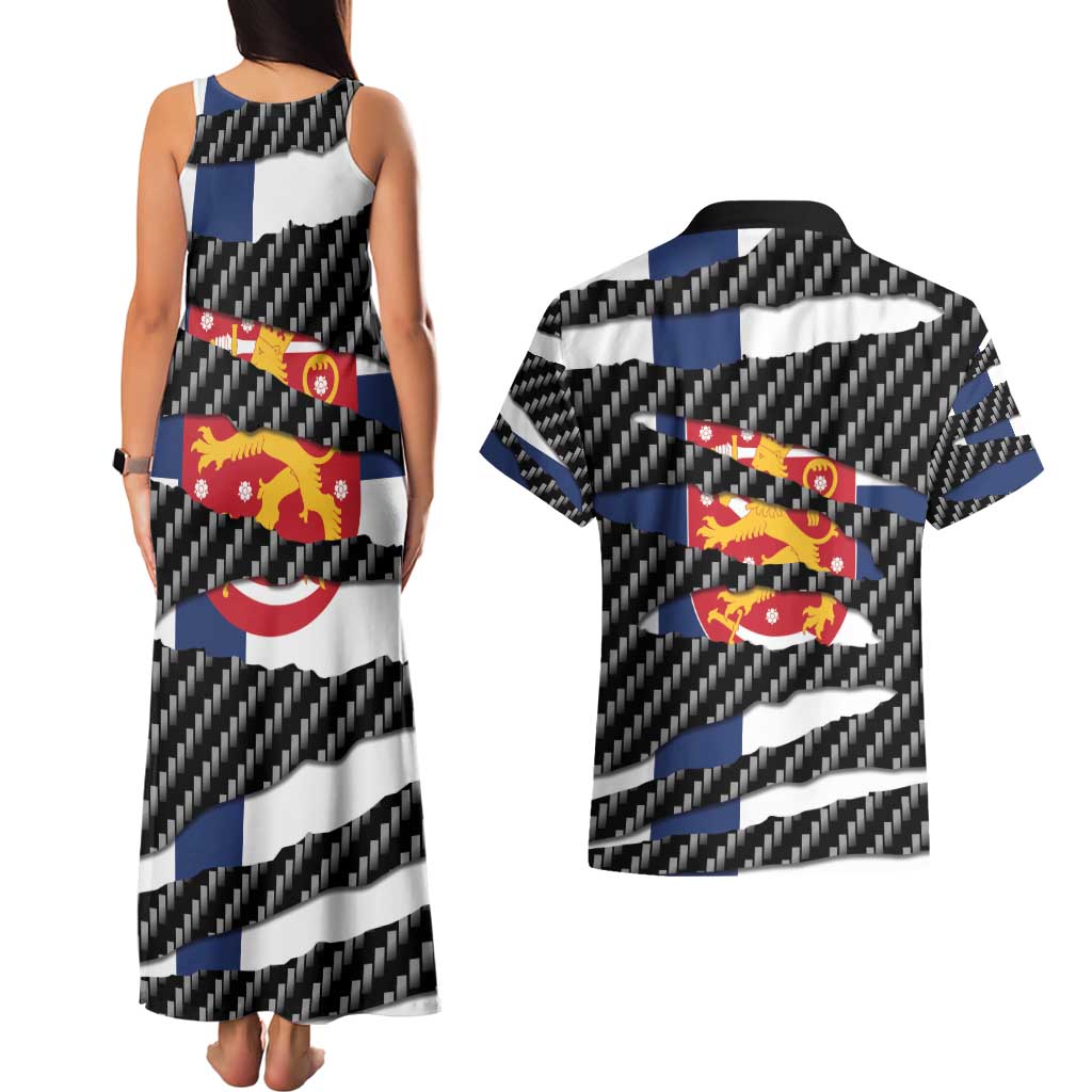 Finland Beast Couples Matching Tank Maxi Dress and Hawaiian Shirt Ripped Flag Graphic - Wonder Print Shop